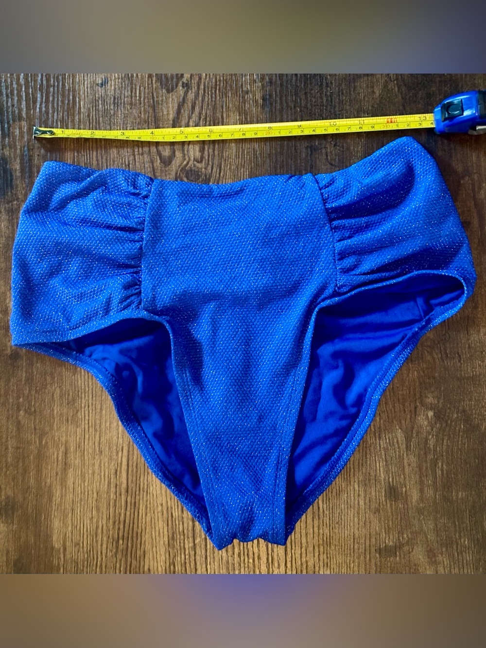 High-Waist Shimmer Bikini Bottom in Royal Blue size M 8-10 NWT
